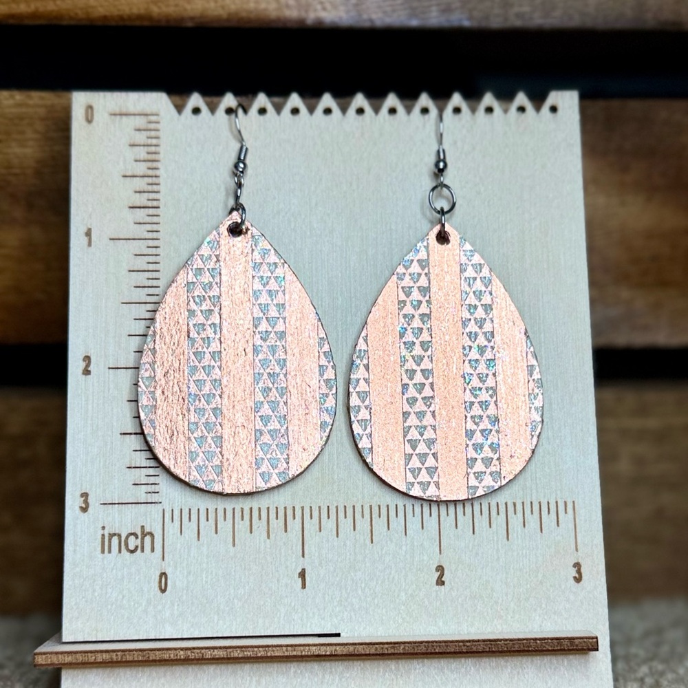 2 for $15! Handmade Rose Gold Teardrop Earrings with Glitter Accents